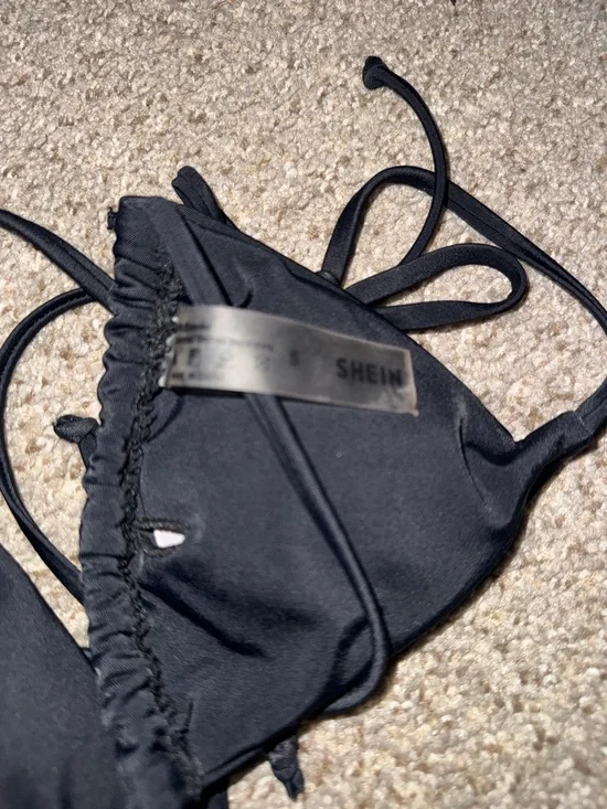 Black Triangle SHEIN Bikini Top with Leopard Print High-Cut zaful Bottoms size s - Picture 6 of 14